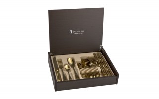 Komplet sztućów dla 6 osób 24 el. Titanium Gold 3 w kasecie