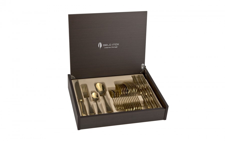 Komplet sztućów dla 6 osób 24 el. Titanium Gold 3 w kasecie