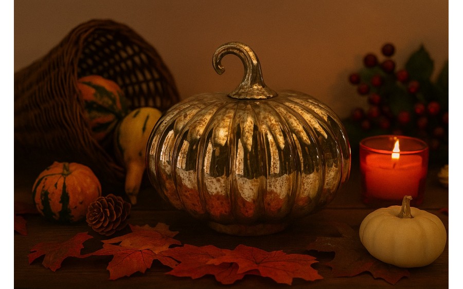 Ozdoba szklana Dynia 18 cm złota