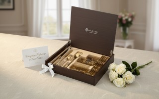 Komplet sztućów dla 6 osób 24 el. Titanium Gold 3 w kasecie