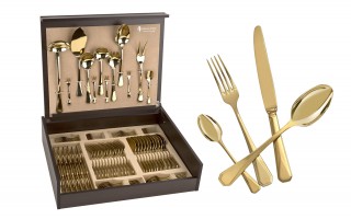 Komplet sztućów dla 12 osób 72 el. Titanium Gold 3 w kasecie