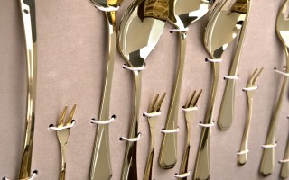 Komplet sztućów dla 12 osób 72 el. Titanium Gold 3 w kasecie