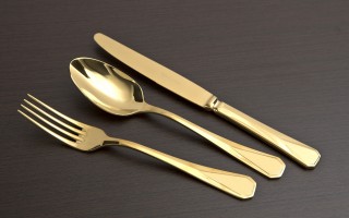 Komplet sztućów dla 12 osób 72 el. Titanium Gold 3 w kasecie