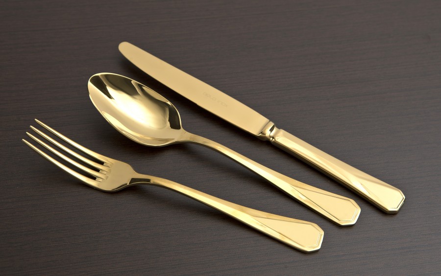 Komplet sztućów dla 12 osób 72 el. Titanium Gold 3 w kasecie