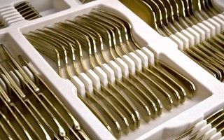 Komplet sztućów dla 12 osób 72 el. Titanium Gold 3 w kasecie