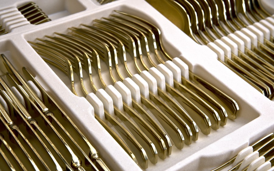 Komplet sztućów dla 12 osób 72 el. Titanium Gold 3 w kasecie