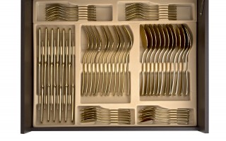 Komplet sztućów dla 12 osób 72 el. Titanium Gold 3 w kasecie