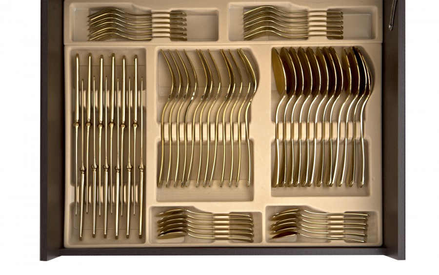 Komplet sztućów dla 12 osób 72 el. Titanium Gold 3 w kasecie