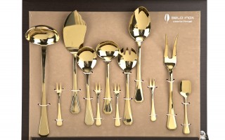 Komplet sztućów dla 12 osób 72 el. Titanium Gold 3 w kasecie