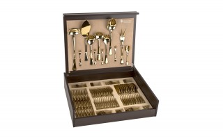 Komplet sztućów dla 12 osób 72 el. Titanium Gold 3 w kasecie
