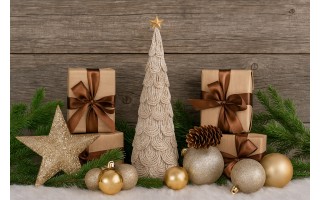 Figurka świąteczna Choinka biało-złota 31 cm 172861