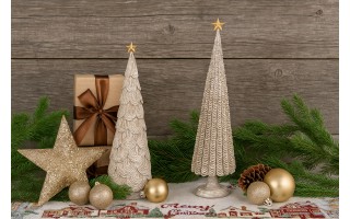 Figurka świąteczna Choinka biało-złota 31 cm 172861