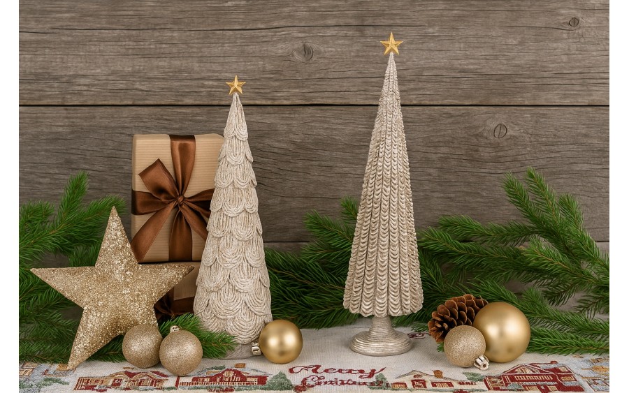 Figurka świąteczna Choinka biało-złota 31 cm 172861