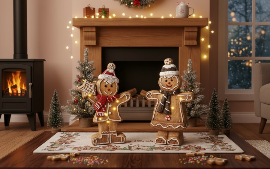 Figurka świąteczna Chłopiec Piernikowy świecąca LED 40 cm