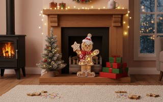 Figurka świąteczna Chłopiec Piernikowy świecąca LED 40 cm