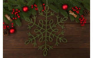 12x Ozdoba świąteczna śnieżynka zielona