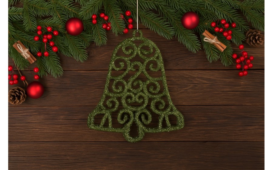 12x Ozdoba świąteczna zielona dzwonek