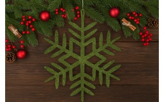 12x Ozdoba świąteczna śnieżynka zielona