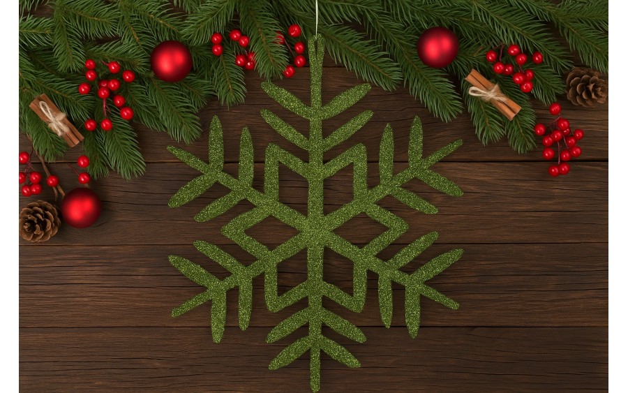 12x Ozdoba świąteczna śnieżynka zielona