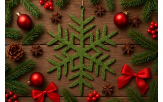 12x Ozdoba świąteczna śnieżynka zielona