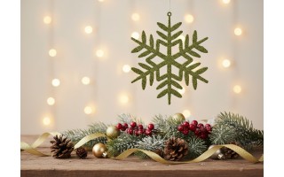 12x Ozdoba świąteczna śnieżynka zielona