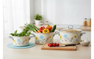 Komplet 4 garnków z pokrywkami Meadow Belis 172089