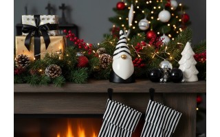 Figurka świąteczna Skrzat 18 cm czarno biały