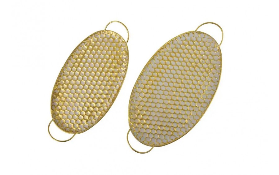 Taca dekoracyjna 45x24x3 cm Glow Hexagone owalna