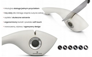 Ostrzałka do noży SHARK 3-stopniowa kremowa