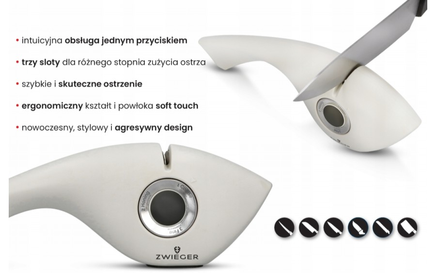 Ostrzałka do noży SHARK 3-stopniowa kremowa