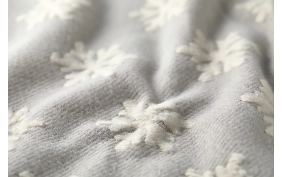 Koc bawełniany 135x200 cm CARLA „Snowflake” grey 172897K2