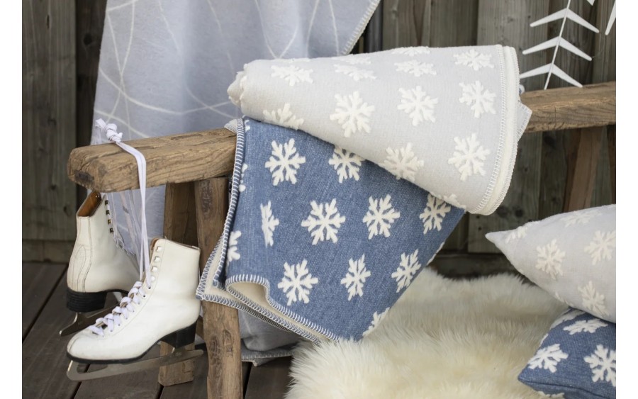 Koc bawełniany 135x200 cm CARLA „Snowflake” grey 172897K2