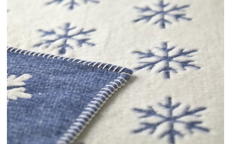 Koc bawełniany 135x200 cm CARLA „Snowflake” blue 172827K2