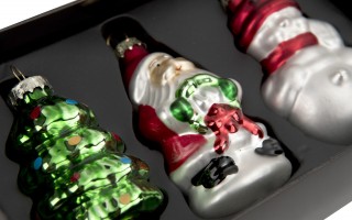 Komplet 3 bombek szklanych 147163 Mikołaj Choinka Bałwan