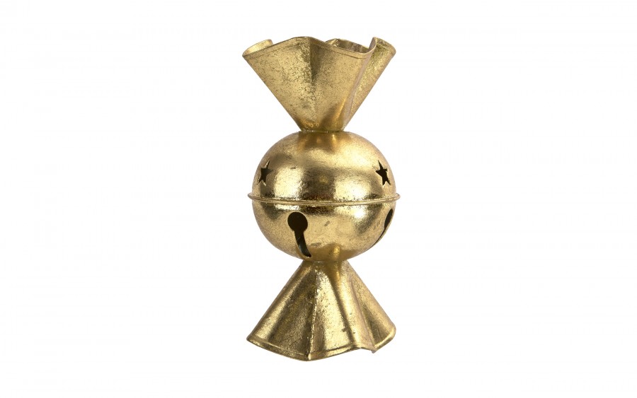 Ozdoba Dzwonek metalowy Cukierek 16,5x8 cm złoty 1614