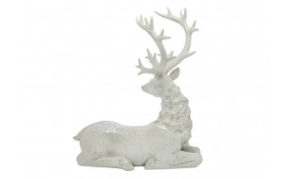 Figurka ozdobna Jeleń 38 cm biało-srebrny 122407