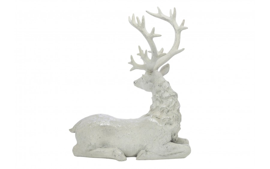 Figurka ozdobna Jeleń 38 cm biało-srebrny 122407