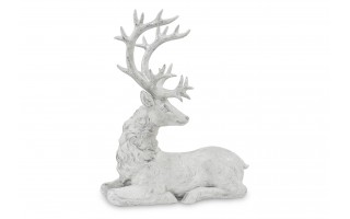 Figurka ozdobna Jeleń 38 cm biało-srebrny 122407