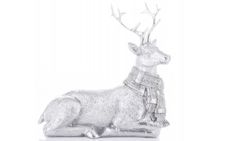 Figurka ozdobna Jeleń 20 cm srebrny 172076