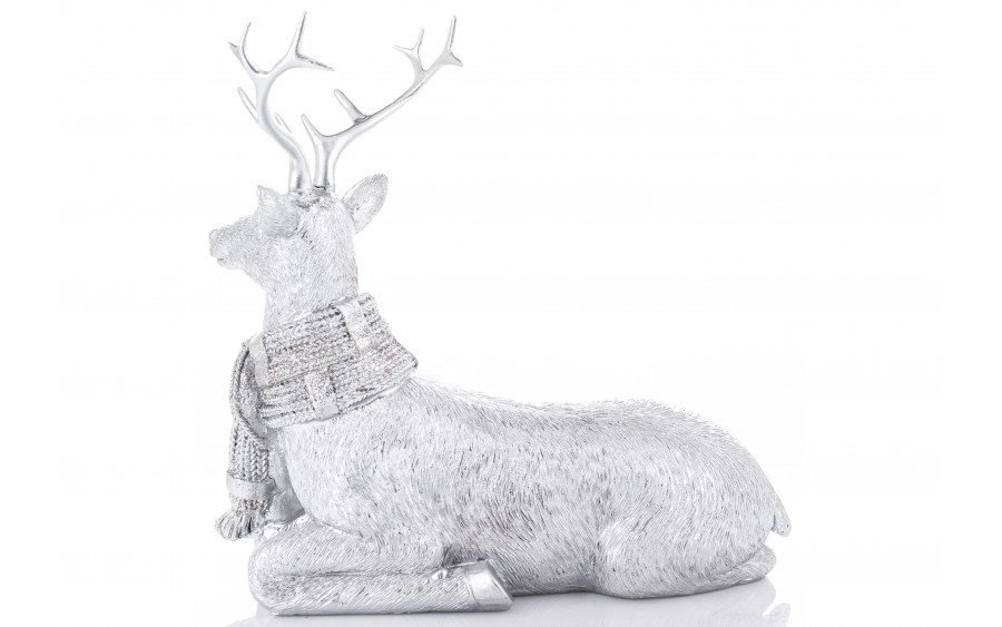 Figurka ozdobna Jeleń 20 cm srebrny 172076