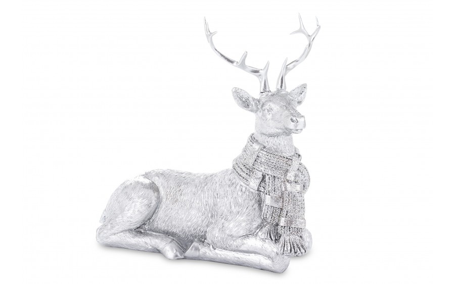 Figurka ozdobna Jeleń 20 cm srebrny 172076