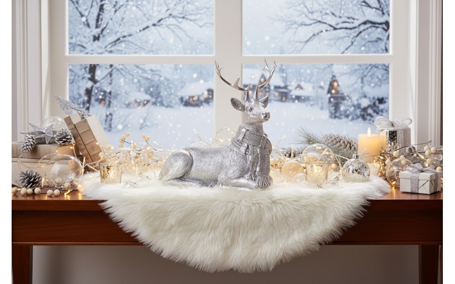 Figurka ozdobna Jeleń 20 cm srebrny 172076