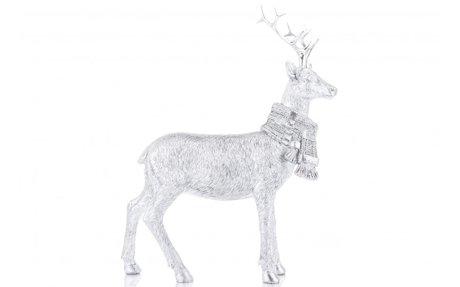 Figurka ozdobna Jeleń 26 cm srebrny 172079