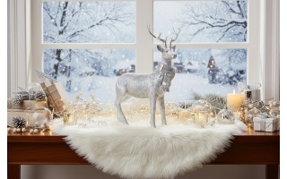 Figurka ozdobna Jeleń 26 cm srebrny 172079