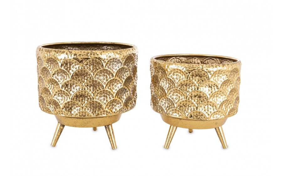 Osłonka na doniczkę/kwietnik 28,5x30 cm złota metalowa