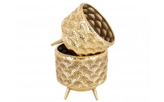 Osłonka na doniczkę/kwietnik 25,5x26 cm złota metalowa