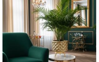 Osłonka na doniczkę/kwietnik 25,5x26 cm złota metalowa