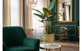 Osłonka na doniczkę/kwietnik 28,5x30 cm złota metalowa