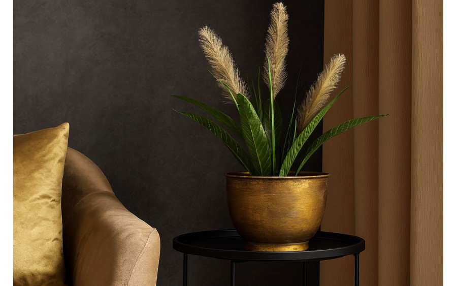 Metalowa osłonka na doniczkę 15 cm złota