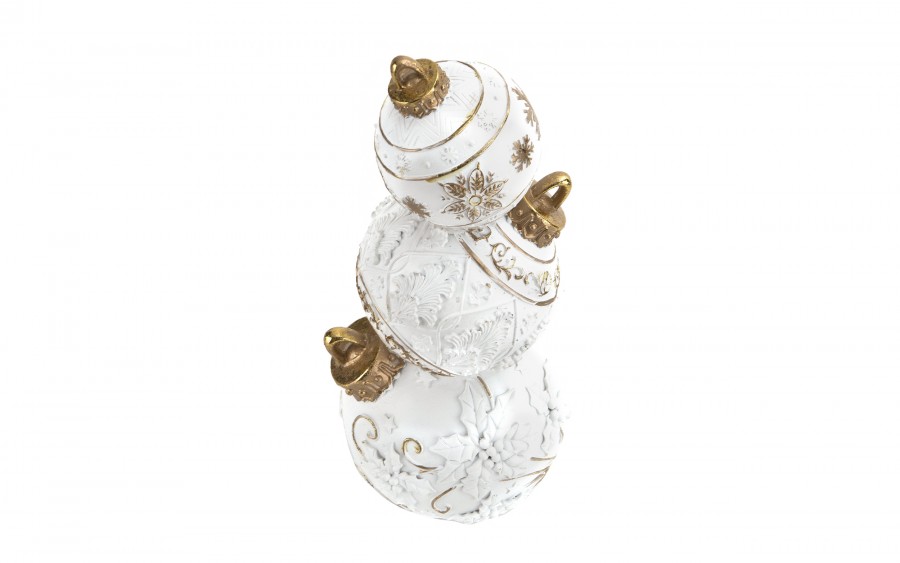 Ozdoba świąteczna Bombki ceramiczne 42 cm biało-złota